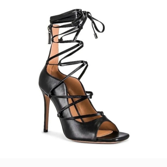 NEW LITA BY CIARA SOLID GLADIATOR STILLETO HEEL BLACK ITALIAN LEATHER SAndal 41 - Picture 1 of 12